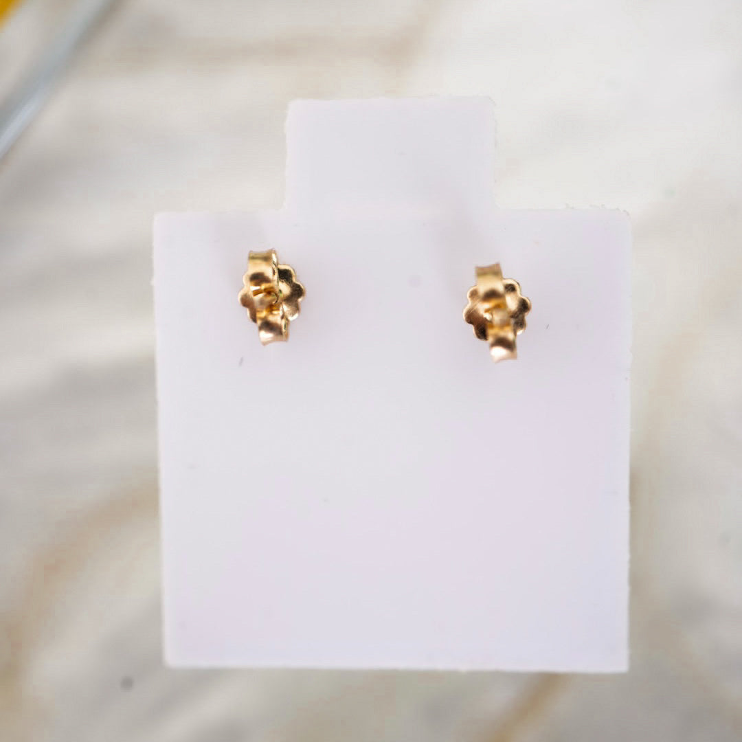 14k Solid Gold - 5 Prong Stud - Push Back Closure - Everyday Stud