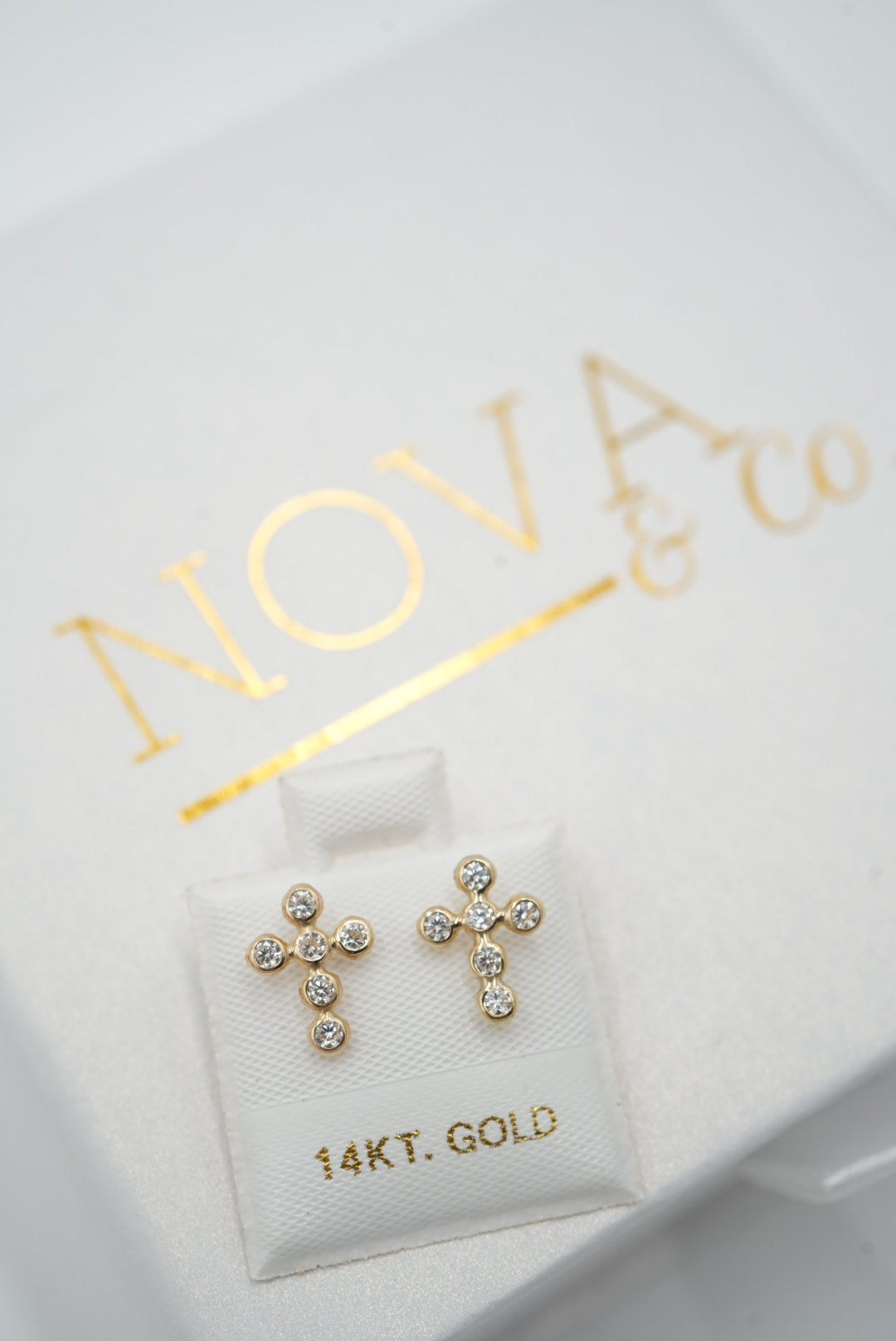 14k Solid Gold - Cross Studs - Everyday Earring