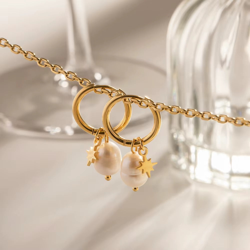 Celestial Pearl Hoops