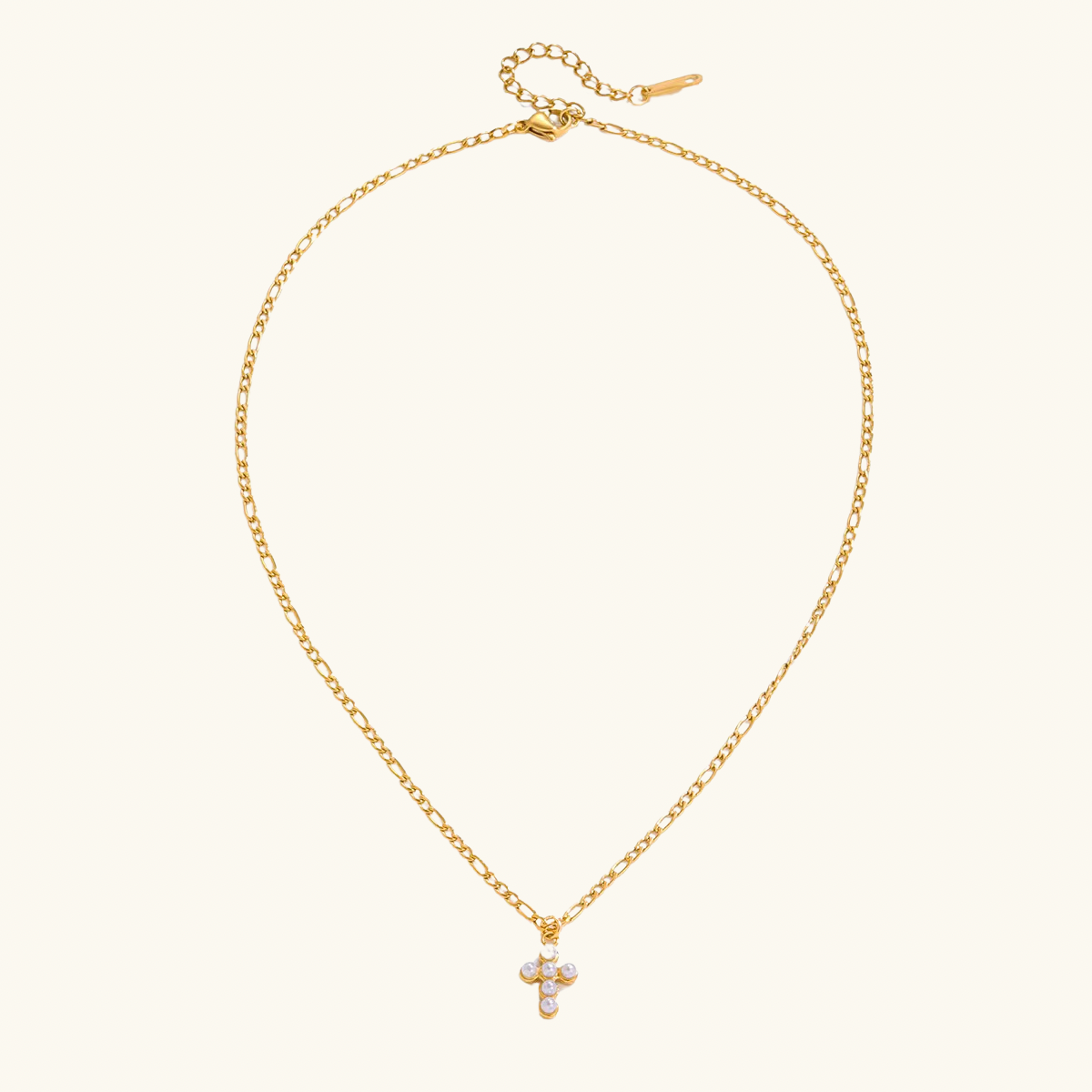 Small Pearl Cross Necklace