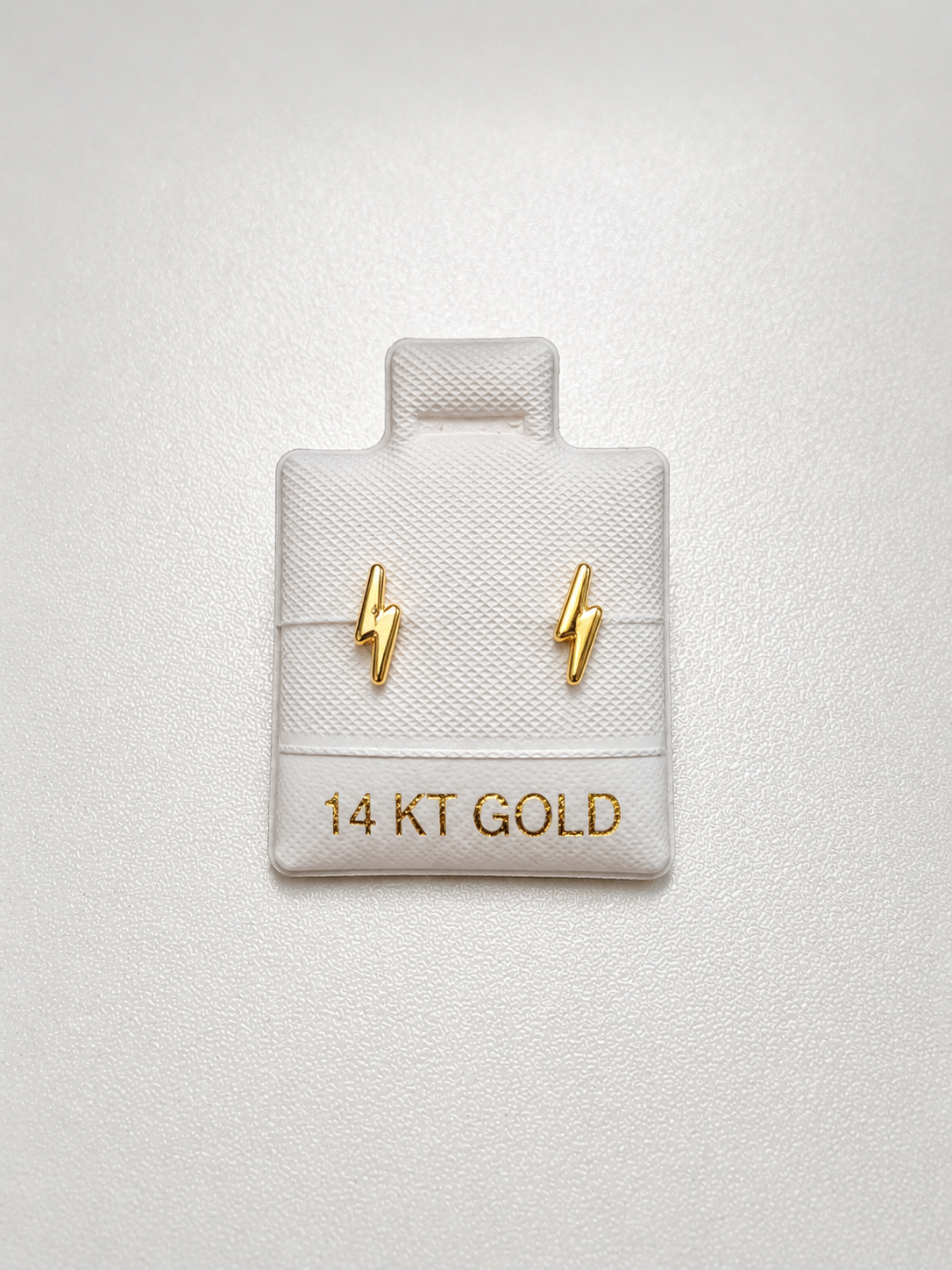 14K Gold Lightning Bolt Stud Earrings
