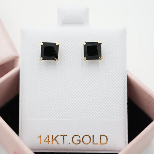 14k Solid Gold Earring - Onyx Stud