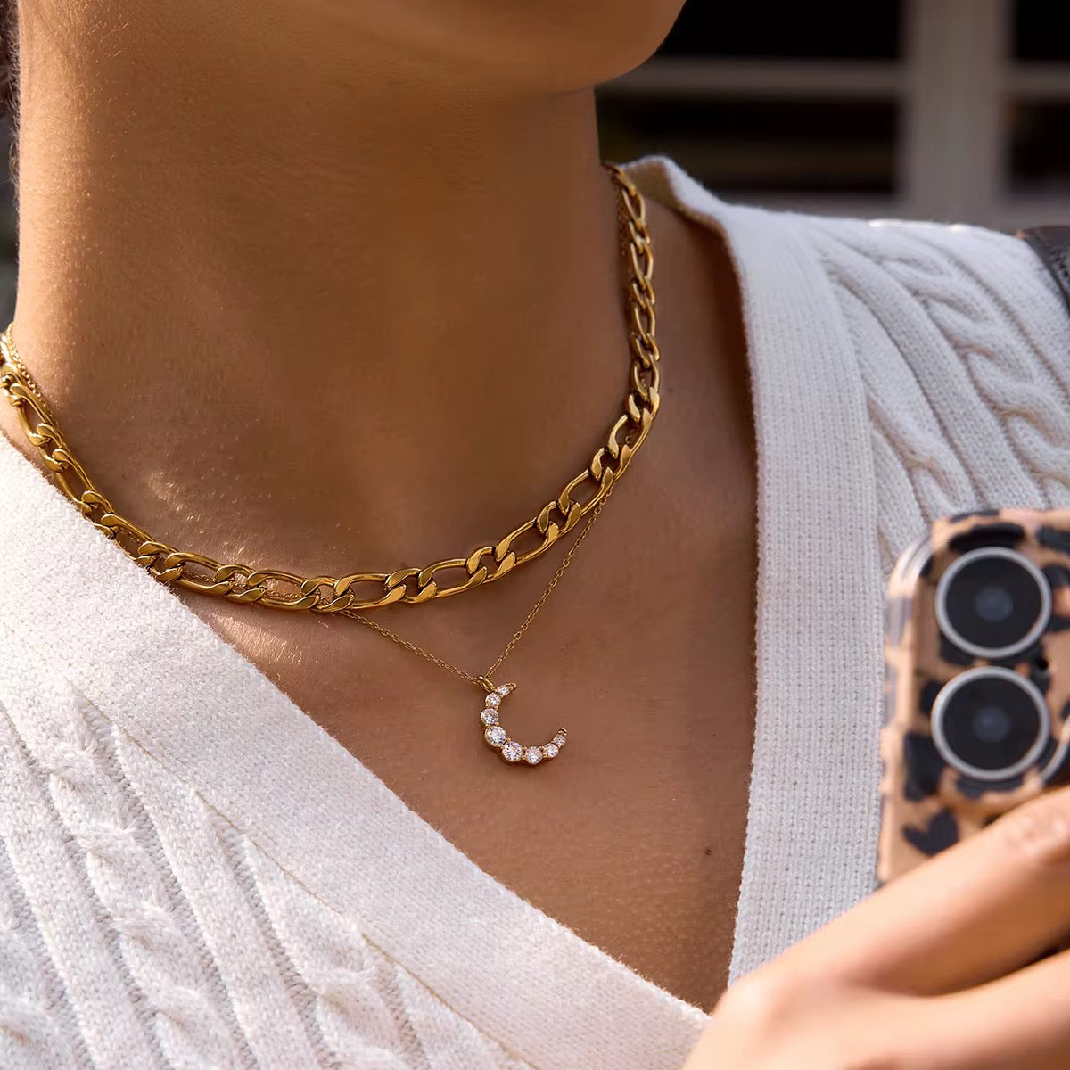 Starlit Crescent Necklace