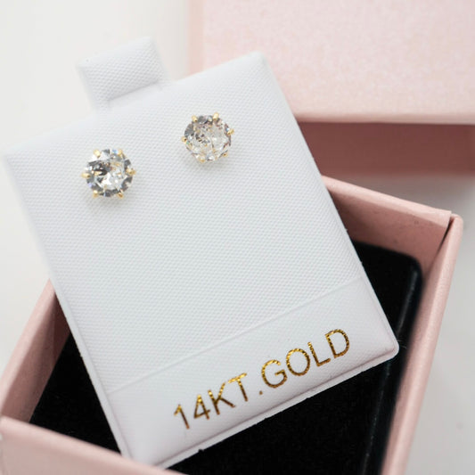 14K Gold Earrings - 6 Prong Studs