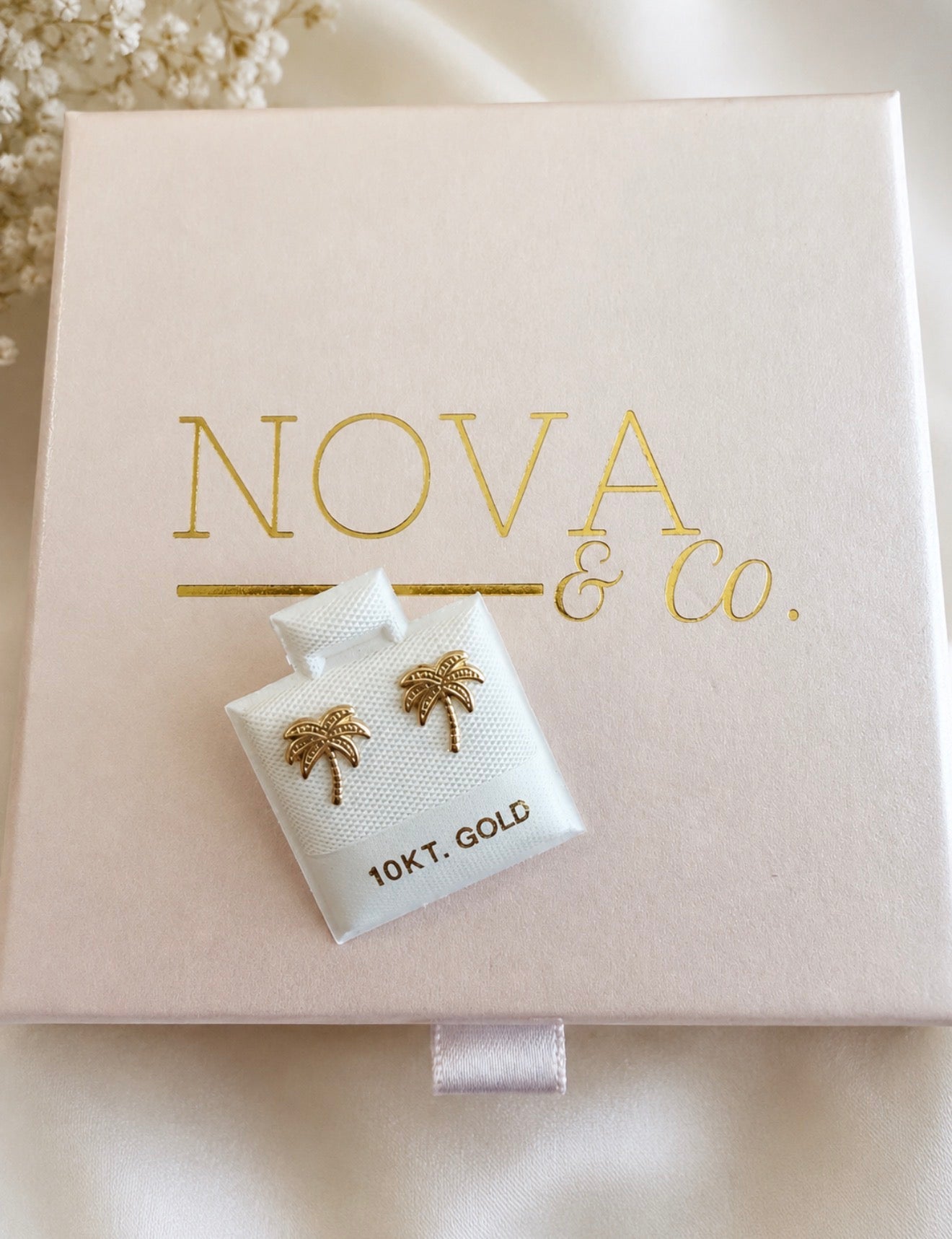 10K Solid Gold - Palm Tree Studs - Screw Backs