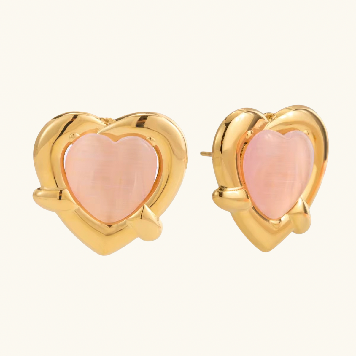 Rosy Heart Studs
