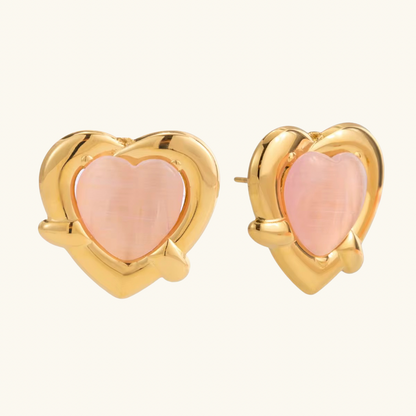 Rosy Heart Studs
