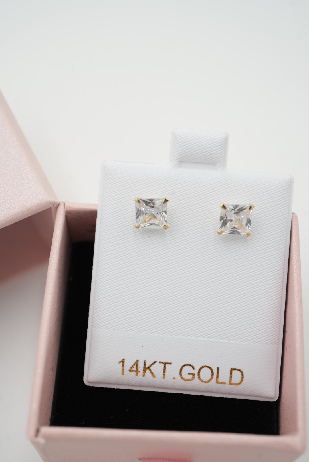14k Solid Gold - Princess Cut Studs - Everyday Earring