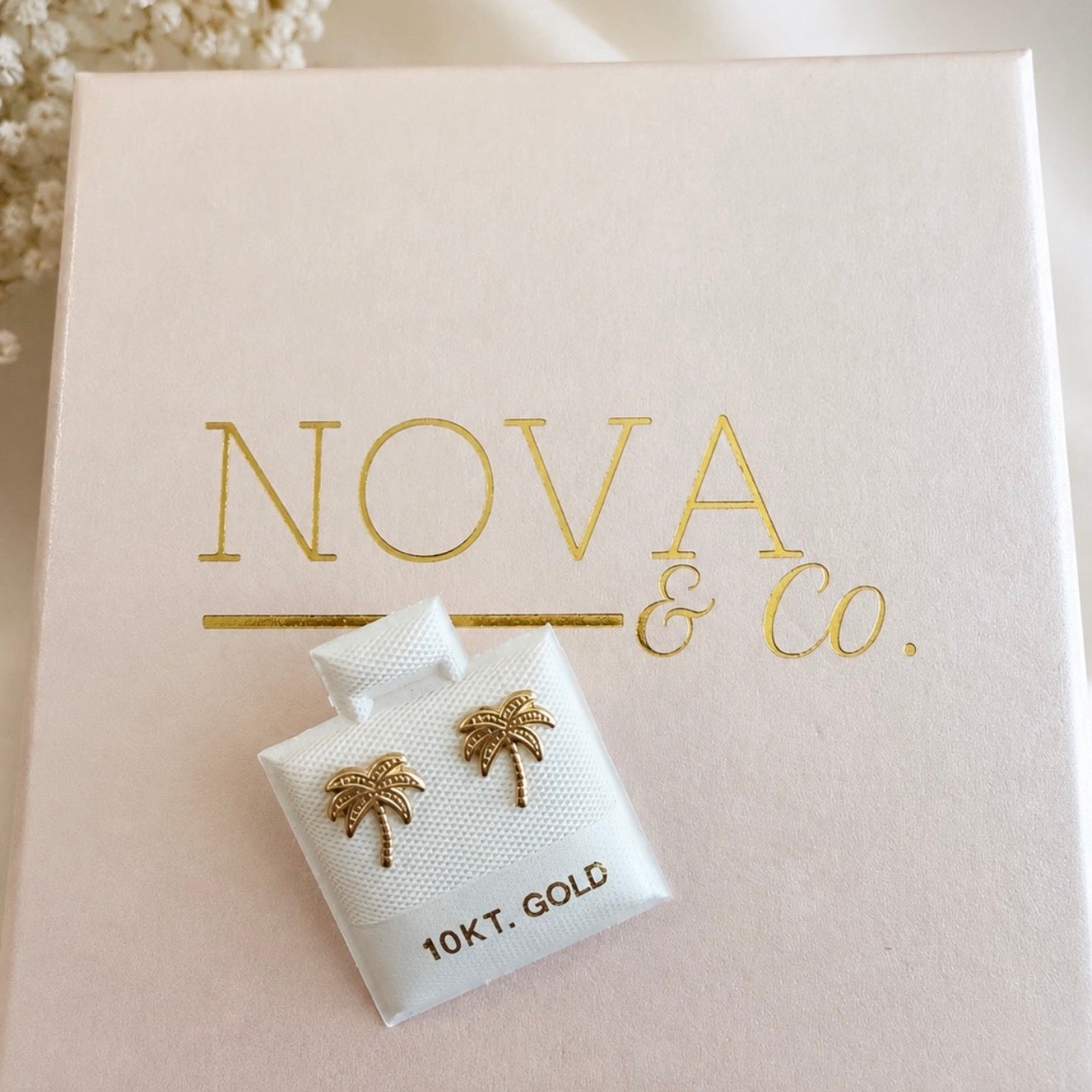 10K Solid Gold - Palm Tree Studs - Screw Backs