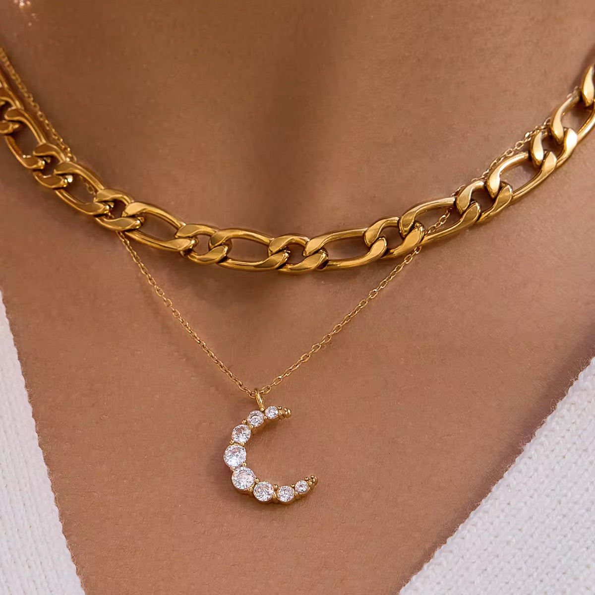 Starlit Crescent Necklace