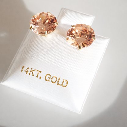 14k Solid Gold - 9mm Everyday Stud - Push Back Style