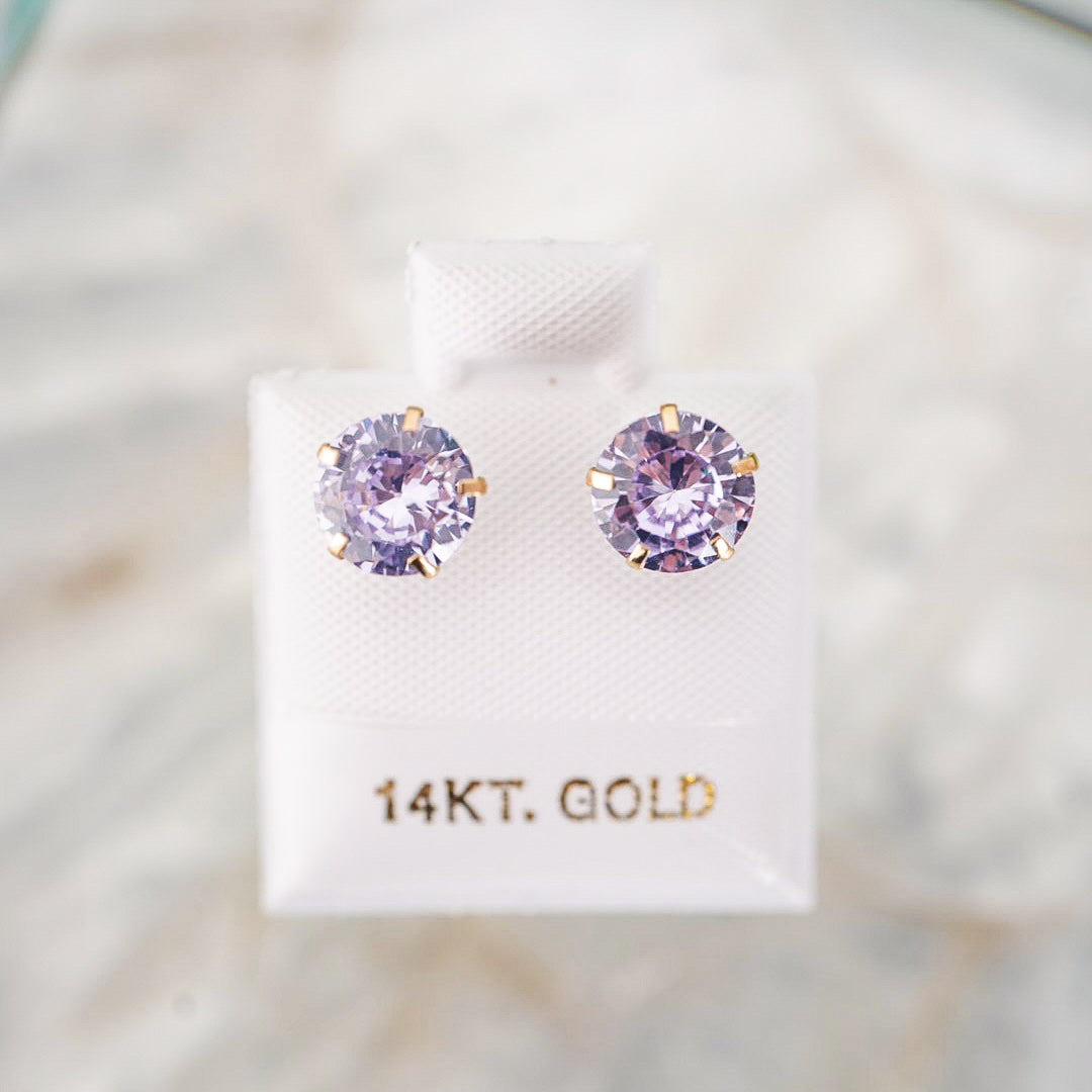 14k Solid Gold - 5 Prong Stud - Push Back Closure - Everyday Stud