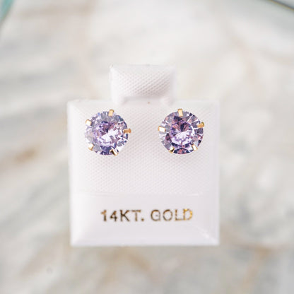 14k Solid Gold - 5 Prong Stud - Push Back Closure - Everyday Stud