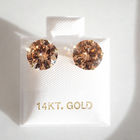 14k Solid Gold - 9mm Everyday Stud - Push Back Style