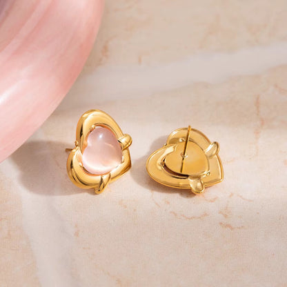 Rosy Heart Studs
