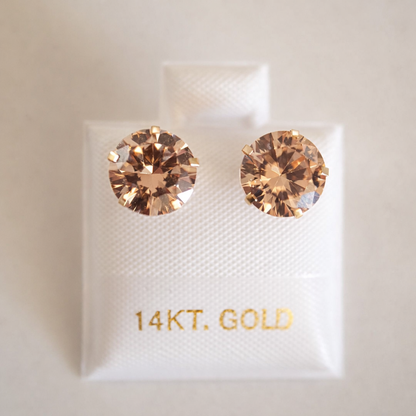 14k Solid Gold - 9mm Everyday Stud - Push Back Style