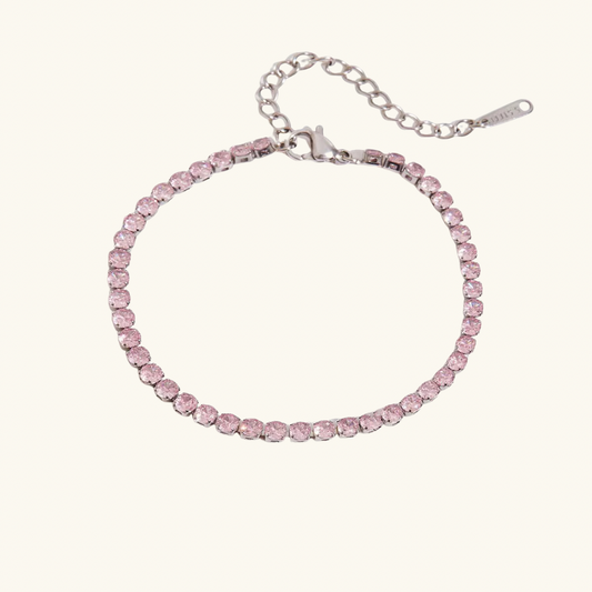 Ally Tennis Bracelet - Pink and Silver